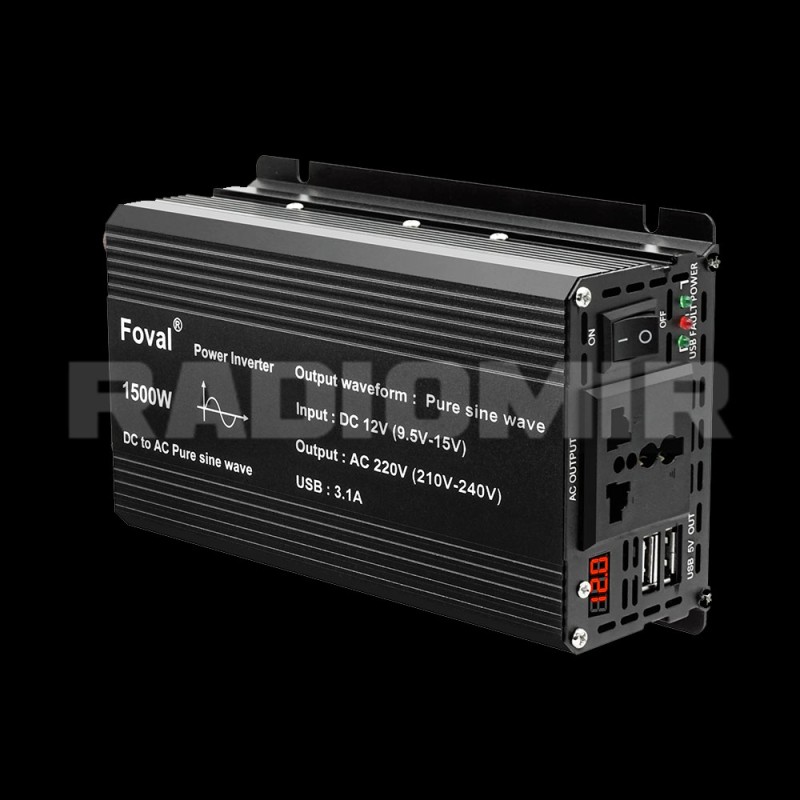 Інвертор із чистою синусоїдою FOVAL 1500 (750W) DC12/AC230