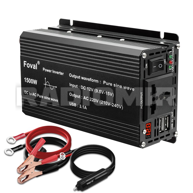 Інвертор із чистою синусоїдою FOVAL 1500 (750W) DC12/AC230