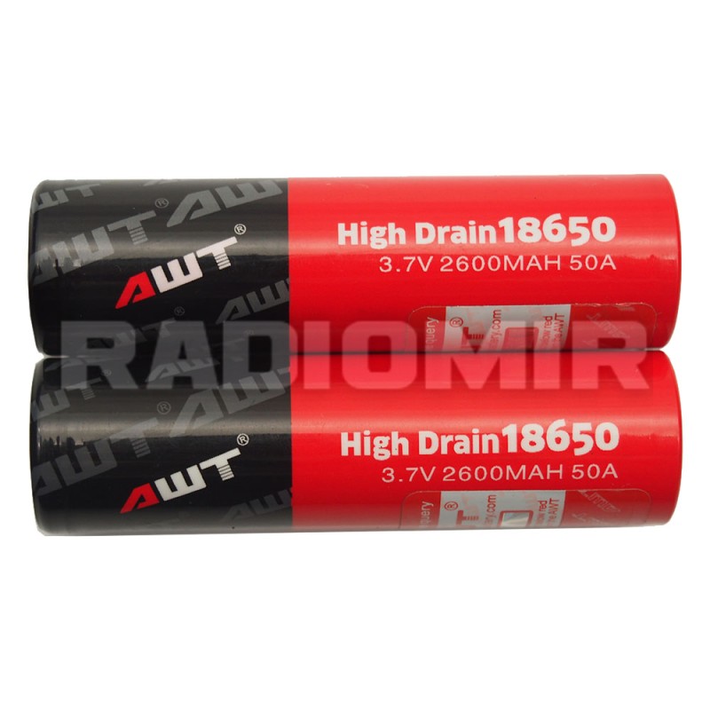 Акумулятор Li-Ion 18650 високострумовий AWT 2600mAh 50A