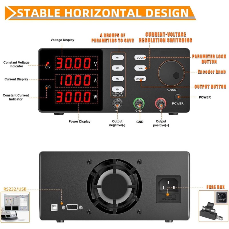 Імпульсний лабораторний блок живлення Nice-Power SPPS-S3010-232 30V 10A