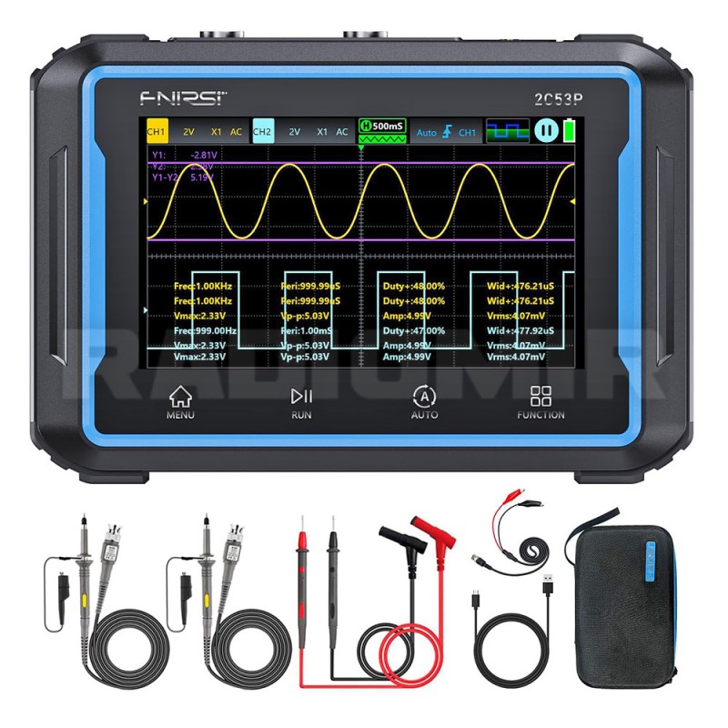 Портативний осцилограф-мультиметр FNIRSI 2C53P із генератором сигналів
